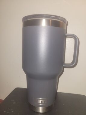 Yeti Gray Rambler 30oz Travel Tumbler with Handle and Clear Lid